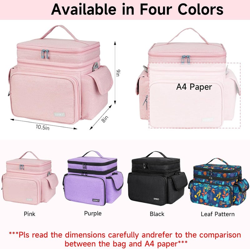 LEFORZ Sewing Supplies Organizer,Double-Layer Sewing Accessories Storage Bag,Protable Travel Sewing Box Sewing Basket for Sewing Tools,Pink(Bag Only) - Image 2
